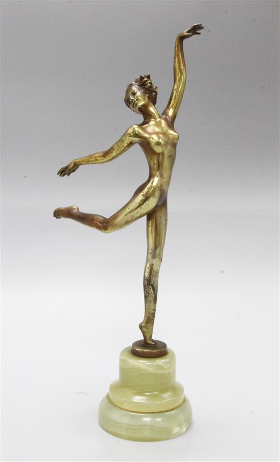 Josef Lorenzl (1892-1950). A patinated bronze figure of a nude girl, height overall 13.5in.